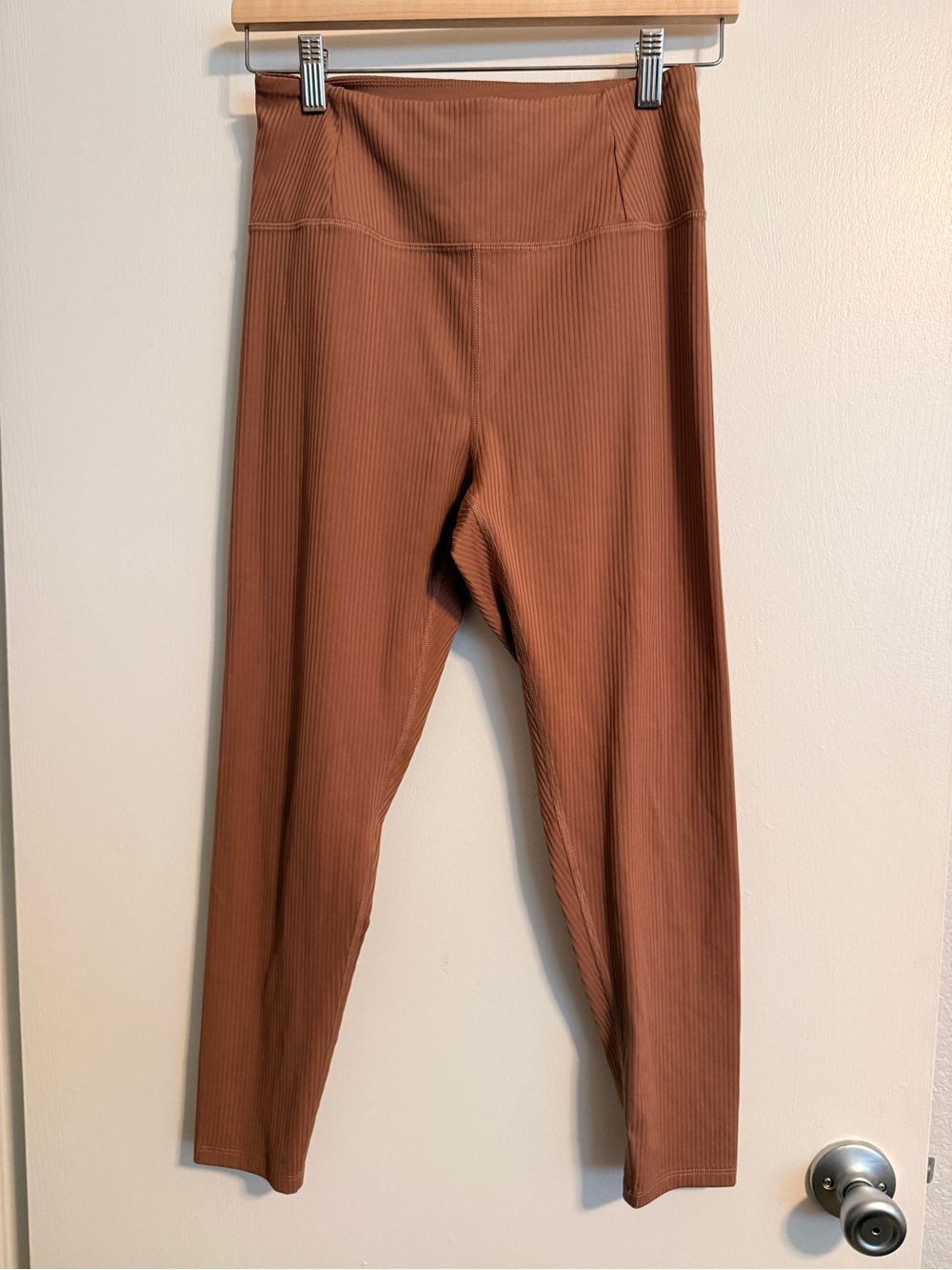 girlfriend collective Rust Brown Ribbed High-Waist Leggings